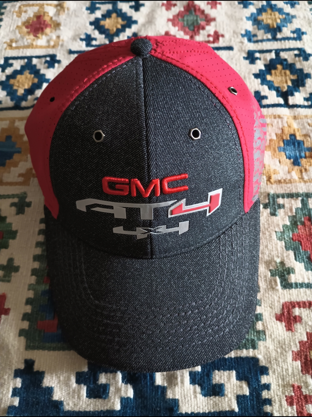 GMC AT4 Embroidered Black & Red Baseball Cap